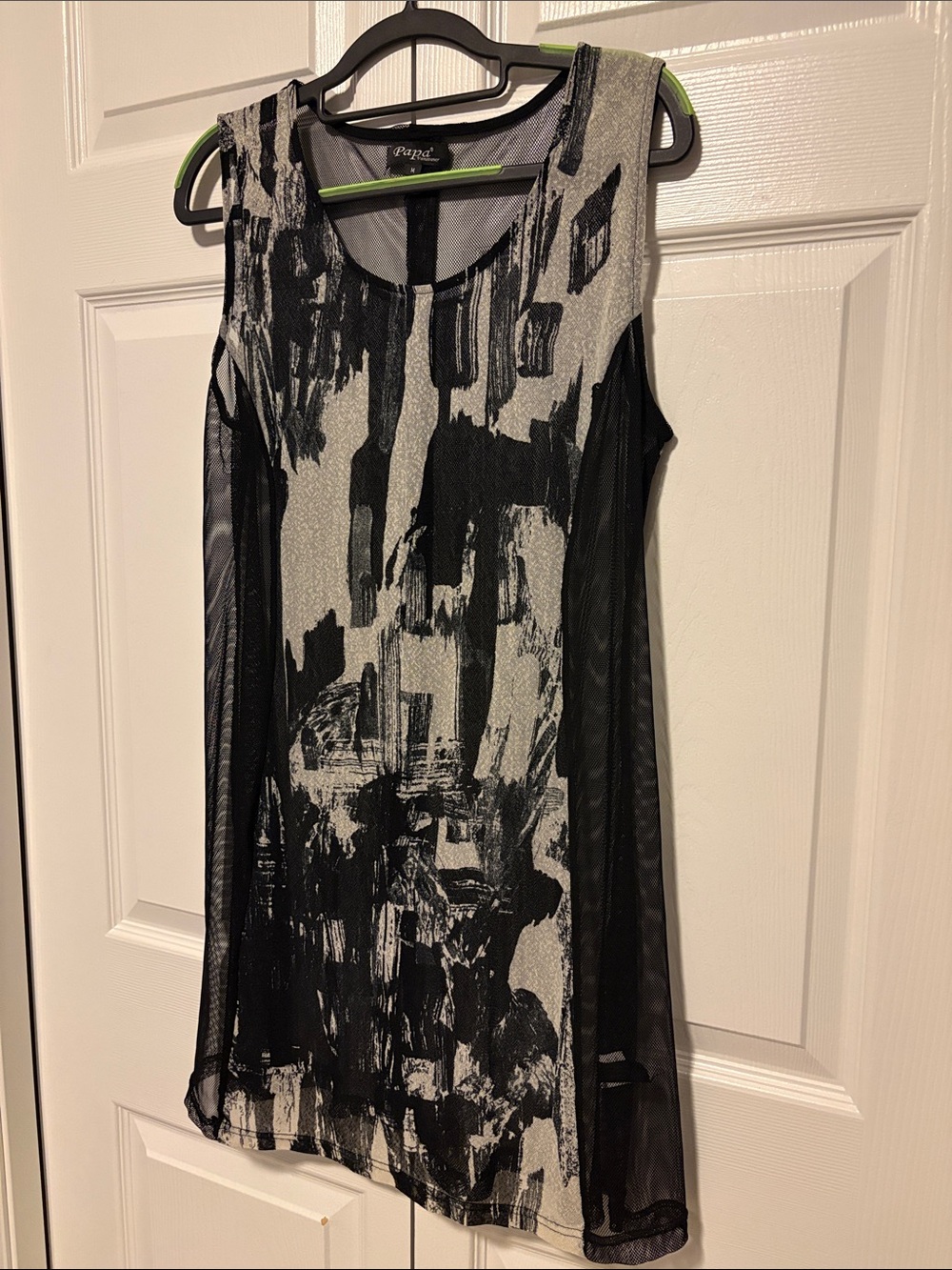 Papaya Black & White Abstract Mesh Swim Coverup Tunic